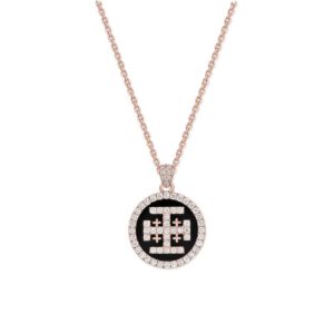 4. 18K玫瑰金鑽石黑瑪瑙項鍊