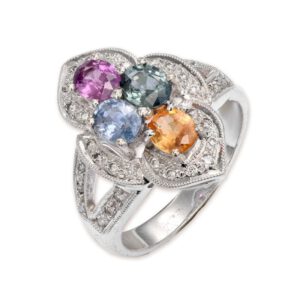 25. 18K白金鑽石彩寶石戒指（私人收藏）